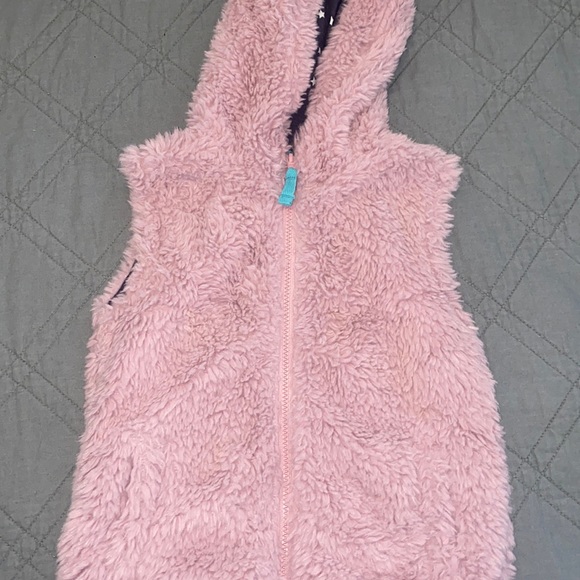 Mini Boden Other - Girls Mini Boden furry hoodie vest sz 5 6 Light Purple Lilac Fuzzy Sleeveless